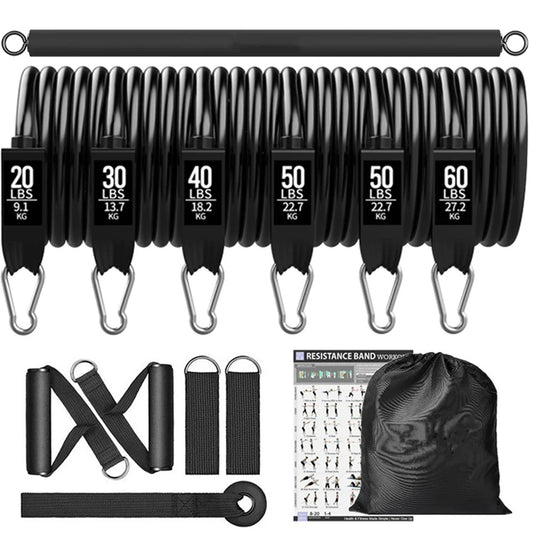 Workout Bar Fitness Resistance Bands Set